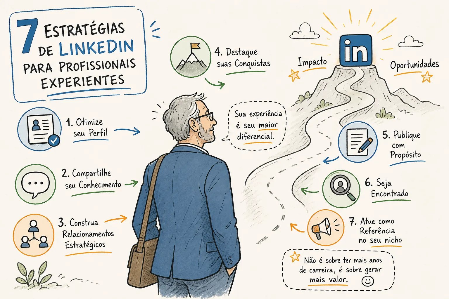 7 Estratégias de LinkedIn para Profissionais com Vasta Experiência