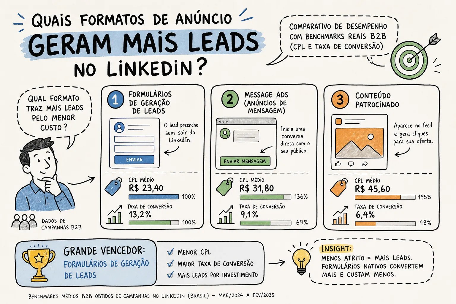 Formatos de anúncio do LinkedIn que geram mais leads