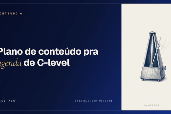 Gravura de um metrônomo sobre painel de papel, capa do artigo sobre plano de conteúdo pra C-level